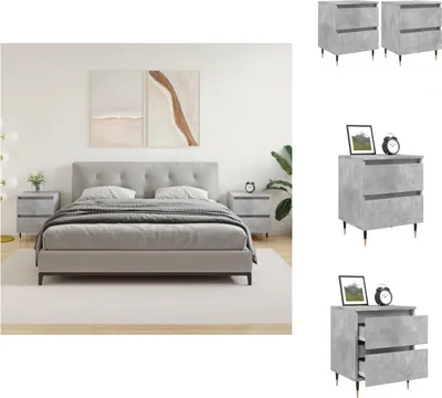 Image de vidaXL Tables de chevet 2 pcs. Gris béton 40x35x50 cm Bois composite - Tables de chevet