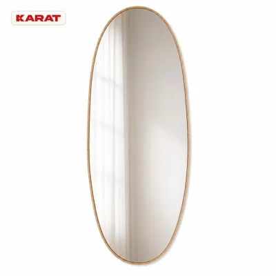 Image de Miroir de pleine longueur Nina, dimensions 65 x 150 cm, avec cadre en aluminium imitation bois chaleureuse et verre de sécurité
