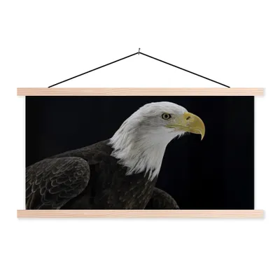 Produktbild von MuchoWow® Textilposter Adler - Vogel - Schnabel - Schwarz 120x60 cm mit holzfarbenen Rahmen - Klemmleiste