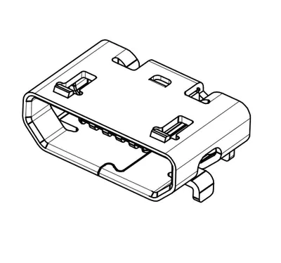 Produktbild von Micro USB Typ B Buchse, SMD, THT Montage, ohne Kragen