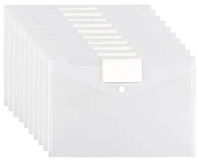 Produktbild von Dokumententaschen A4 transparent 40 Stück mit Druckknopf und Etikettentasche