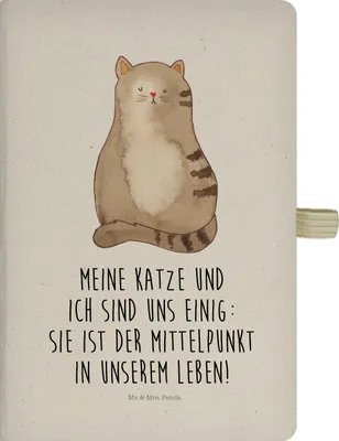 Produktbild von Mr. & Mrs. Panda Skizzenbuch Katze Sitzen - Transparent - Geschenk, Cat, Cats, Herz, a4, Tagebuch, Journal, Adressbuch, Mietze, notizbuch
