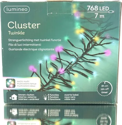 Produktbild von Lumineo Lichterkette Cluster 768 LED 7 m Sanftes Bunt, schwarzes Kabel