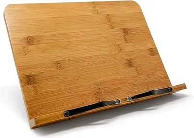 Produktbild von Bambus-Lese- und Kochbuch-Regal mit verstellbarer Buchstütze und Tablet-Halter