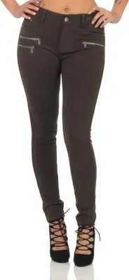 Obrázek produktu pro Tregíny Jeggings Hipster Stretch Slimfit s kapsami Kalhoty; Khaki XL