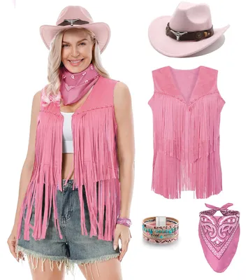 Productafbeelding van Western Cowgirl Kostuum voor Dames met Hoed en Sjaal