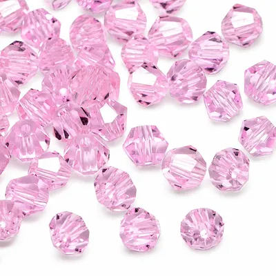 Image de Perles en cristal de Bohême - Perles en verre à double cône - Fabrication de bijoux - Rose, 4 mm, 40 pièces