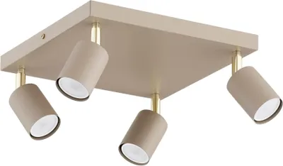 Produktbild von KAR-LIGHTING Deckenstrahler 4-flammig Beige/Ecru aus Metall – großzügige Spotleuchte für Innenräume, ideal für große Zimmer, GU10-Fassung