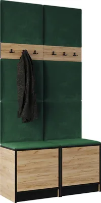Produktbild von KIER FURNITURE Kleiderschrank EDEN, Schlafzimmer Schrank, Garderobeschrank, Flurschrank Craft Eiche & Grün 106,4x205x39 cm
