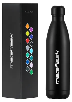 Edelstahl-Wasserflasche 750 ml, doppelwandig, auslaufsicher, schwarz