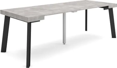 Produktbild von Ausziehbarertisch, 222x90x73cm, Für 10 Gäste, Hölzerne Beine, Zementgrau