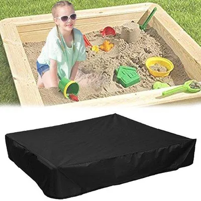 Zdjęcie produktu dla Wodoodporna pokrywa do piaskownicy 150 x 150 cm, kwadratowa, czarna, z żaluzjami, do piaskownicy, basenu, ogrodu