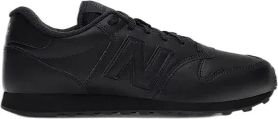 A black New Balance sneaker shown from the side.