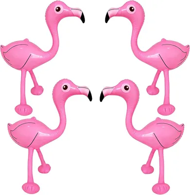 Imagen del producto de Flamencos inflables, juego de 4 unidades, 50 cm, de colores variados, para piscina y jardín