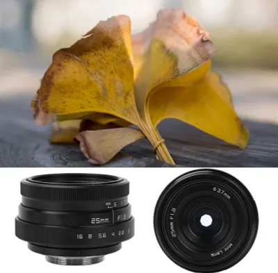 Zdjęcie produktu dla 25 mm F1.8 Mini obiektyw szerokokątny CCTV z mocowaniem C do bezlusterkowych aparatów Nikon (czarny)