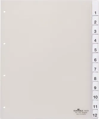 Produktbild von DURABLE Register A4+ 12-tlg. 1-12 umschweißt, 683519 transparent