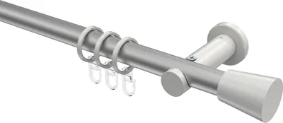 Produktbild von Interdeco Gardinenstange / Vorhangstange Silbergrau / Weiß, Typ Platon Sitra (Konus), 20 mm Ø 1-läufig, 160 cm