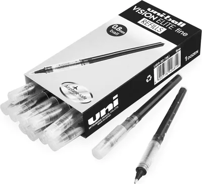 Productafbeelding van uni-ball Vision Elite Pen vullingen - 0,8mm Fijn - Vloeibare Inkt - Zwart - Pakket van 6 vullingen