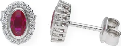Produktbild von Juwelmalux Ohrstecker 925 Sterling Silber mit Zirkonia und synth. Rubin JL10-06-0557