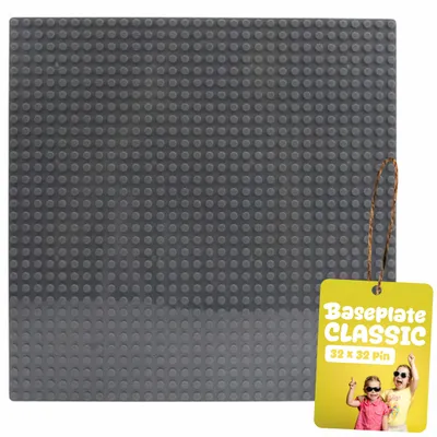 Produktbild von Bauplatte 32x32 Noppen, Grundplatte kompatibel mit gängigen Bausteinen, 25,5 x 25,5 cm, EVI KIDS, Dunkelgrau