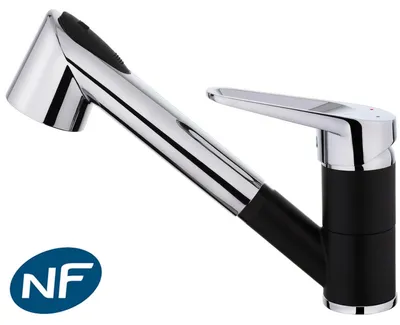 Produktbild von Wasserhahn für Spüle mit ausziehbarer Brause, schwarz-chrom, Marke Essebagno
