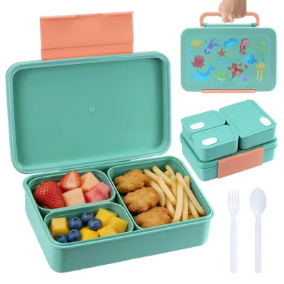 Produktbild von Lunchbox für Kinder mit Fächern, 1200 ml Bento-Box für Kinder, auslaufsichere Lunchbox für Mädchen und Jungen, Snackbox, perfekt für Schule, Kindergarten und Ausflüge