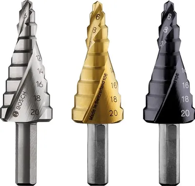 Obrázek produktu pro Stupňovitý vrták HSS-AlTiN, 4 - 20 mm, 6 mm, 50 mm, 9 kroků