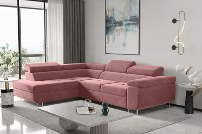 Produktbild von Kaiser Möbel Ecksofa mit schlaffunktion und bettkasten, Eckcouch ATOM ROSA Links