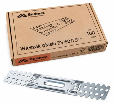 Zdjęcie produktu dla Wieszak do sufitów podwieszanych Budmat ES 60/75mm płaski 0,8mm 100szt, Obraz wygenerowany przez AI