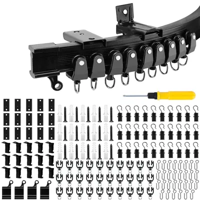 Produktbild von Gardinenschiene 5 m, flexibel, schwarz, Deckenmontage, für Schlafzimmer