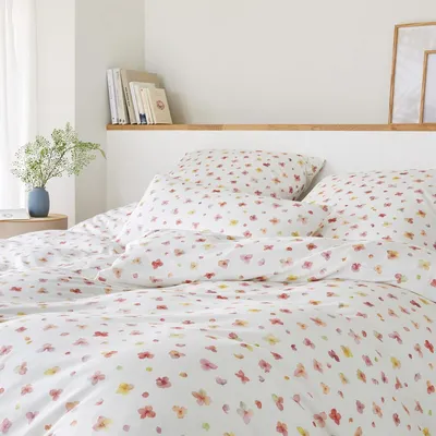 Produktbild von elegante Bettwäsche-Garnitur Mako-Jersey Petals Farbe Rosarot Größe 135x200+80x80
