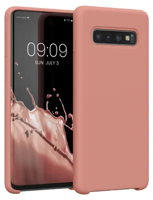 Produktbild von kwmobile Handyhülle für Samsung Galaxy S10 Hülle - Case Silikon - Kabelloses Laden - Schutzhülle Cover in Koralle matt