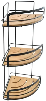 Produktbild von MSV Duschablage - 3-lagig - schwarz - 49 cm - Metall/Bambus - Luxus
