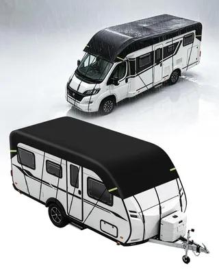 Obrázok produktu pre Vodotesné krycie plachty na karavan, rozmer 7,5 x 3 metre, vyrobené z materiálu 210D Oxford