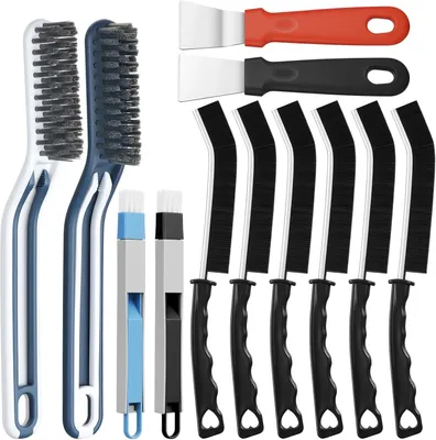 Imagen del producto de Juego de cepillos de limpieza, de 12 piezas, con raspadores, para baño, cocina y azulejos