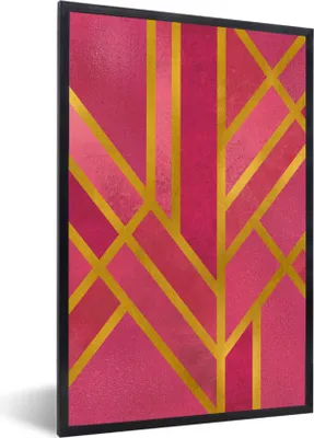 Produktbild von MuchoWow® Gerahmtes Poster Gold - Rosa - Luxus 60x90 cm - Poster mit Schwarzem Bilderrahmen Wandposter Rahmen Foto Bilder - Kunst