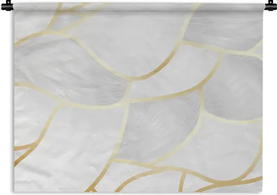 Produktbild von MuchoWow® Wandteppich Wandbehang Abstraktes Muster mit goldenen Linien 60x45 cm Tapisserie Dekoration Wandtuch - Das Schlafzimmer