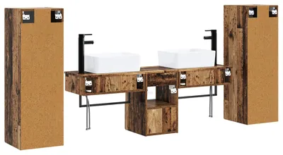 Immagine prodotto di Set di mobili da bagno, 5 pezzi, legno di recupero, 33 x 34,5 x 100 cm