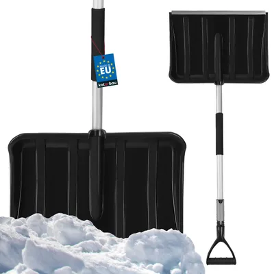 Produktbild von KOTARBAU® Schneeschaufel Kunststoff 40 x 50 cm Schneeschieber mit Aluminium Ergonomisch Teleskopstiel 122 - 156 cm Schwarz Schneeschippe Schneeräumgeräte Schnee Schaufel Schneeschaufeln Schneeschüppe