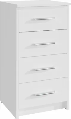 Produktbild von MATKAM Kommode Bodo 4S mit vier Schubladen, H/B/T 75 x 40 x 35 cm, Griffe in Metall-Optik, Führungsschienen aus Metall (Weiß)