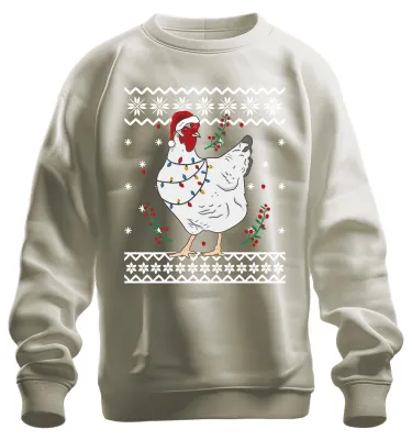Obrázok produktu pre Chicken Christmas M�tze H�hnerfreunde - Ugly Christmas Sweater Christmas Uni mikina, Nature, XL
