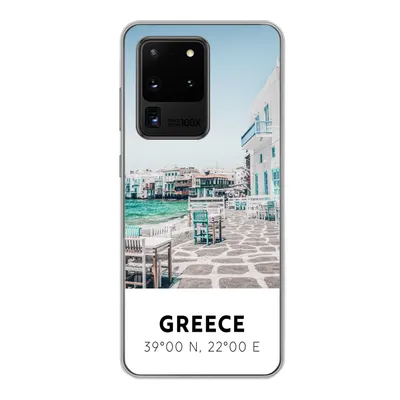 Produktbild von MuchoWow® Handyhülle Schutzhülle Hülle für Samsung Galaxy S20 Ultra Griechenland - Meer - Blau Silikon Softcase Handy Hülle - Karteninhaber