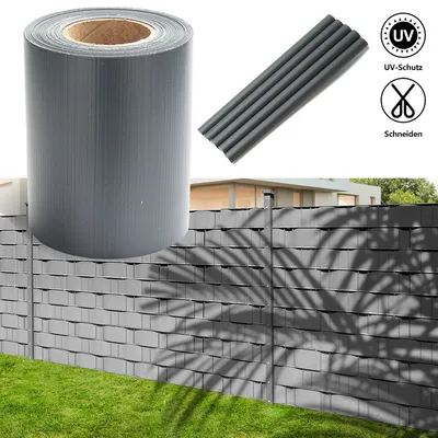 Produktbild von TolleTour Sichtschutzstreifen Verschiedene Doppelstabmatten PVC Zaun Folie Gartenzaun Reflexionsarm mit Clips 8 Rollen á 70m x 19cm Anthrazit