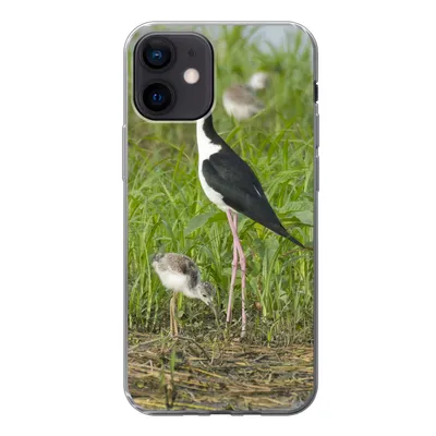 Produktbild von MuchoWow® Handyhülle Schutzhülle Hülle für iPhone 12 Vogel - Gras - Küken - Sumpf Silikon Softcase Handy Hülle - Schutzhülle