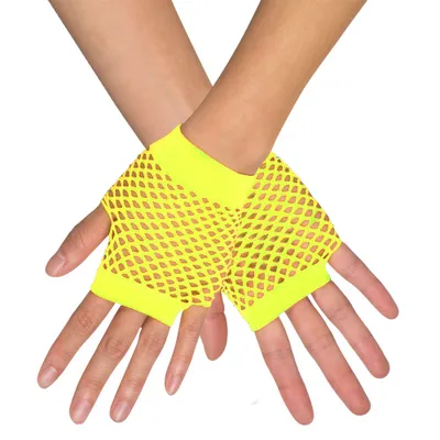 Produktbild von Kurze Fingerlose Netzhandschuhe "New York" | Neon Gelb