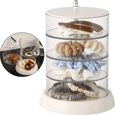 Produktbild von 2er Set 5-stöckige drehbare Schmuckbox, transparent, Mehrschicht-Aufbewahrung für Kosmetik & Accessoires