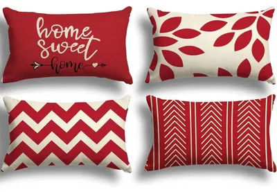 Immagine prodotto di Coperte per cuscini in tessuto misto lino, 30x50 cm, colore rosso, set da 4