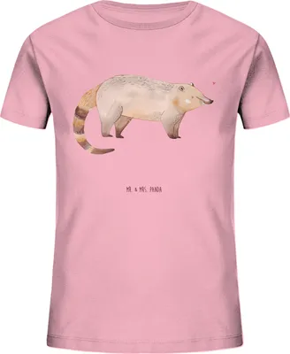 Produktbild von Mr. & Mrs. Panda Kleinkinder T-Shirt Nasenbär 7-8 Jahre (122/128) - Baumwolle Pink - Geschenk, Nasenbären, Kinder, Teenager, Kindershirt, Öko, Lustige Sprüche, Bär, für