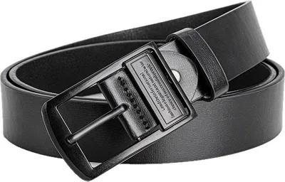 Obrázek produktu pro INF PánskýPolyuretankožený opasek s kolíčkovou sponou - Vintage styl k džínám Černá