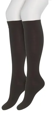 Productafbeelding van Bonnie Doon Dames kniekousen, donkerbruin, maat 39/42 – 2 paar – Kniekousen – 2-pack – Multipack – Uitstekend draagcomfort – Katoenen kniekousen – Antislip – Effen kleur – ® gecertificeerd – Donkerbruin – OL834302.106